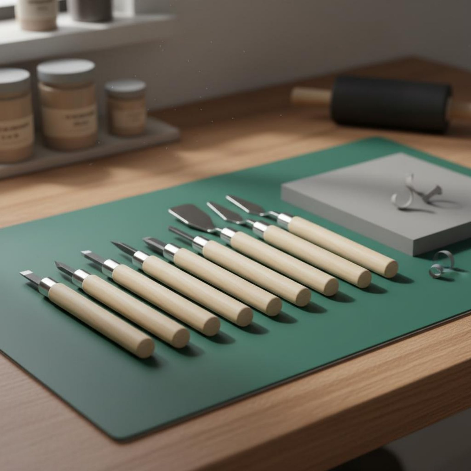 Linocut Carving Tool - ชุดอุปกรณ์แกะสลักลินโนเลียม 9 ชิ้น ชุดอุปกรณ์พิมพ์ลินโอคัทแบบแม่นยำ ชุดเครื่องมือพิมพ์บล็อก จับถนัดมือ