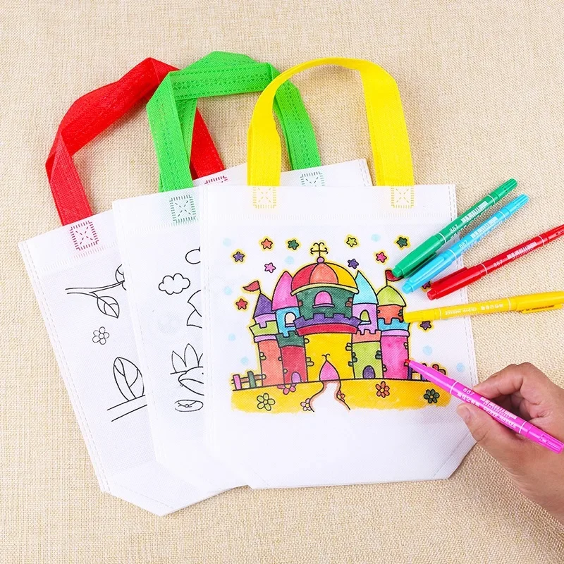 Art Craft 4 Years Old - ชุดกระเป๋า DIY สำหรับระบายสี 1-10 ชิ้น พร้อมปากกาสำหรับวาดภาพ