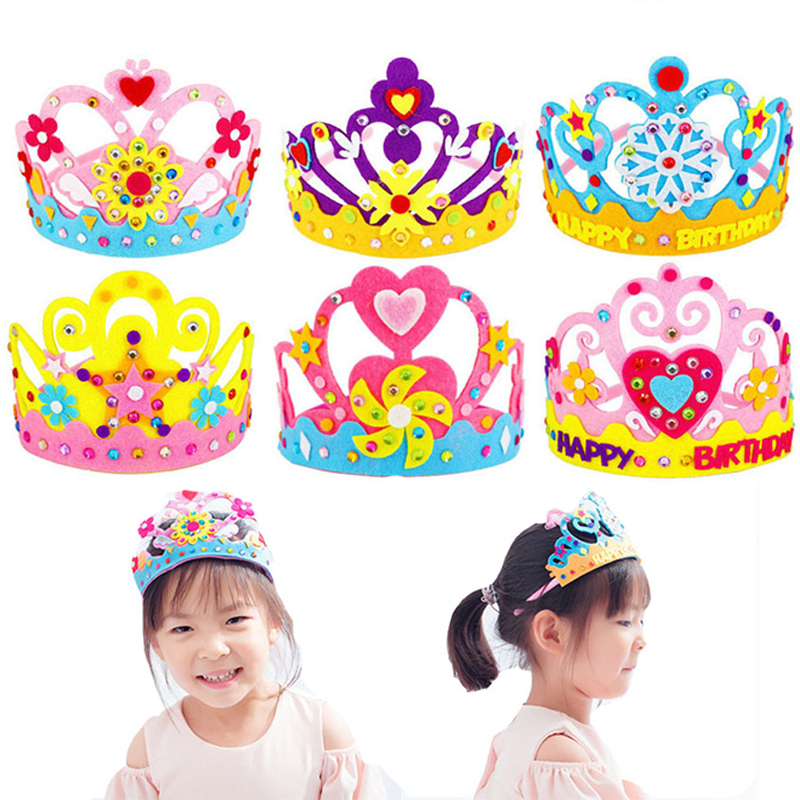 Art Craft 4 Years Old - DIY หัตถกรรมของเล่นมงกุฎสร้างสรรค์กระดาษดอกไม้ดาวรูปแบบของเล่นสําหรับเด็กเด็กอนุบาล Art Party ตกแต่ง