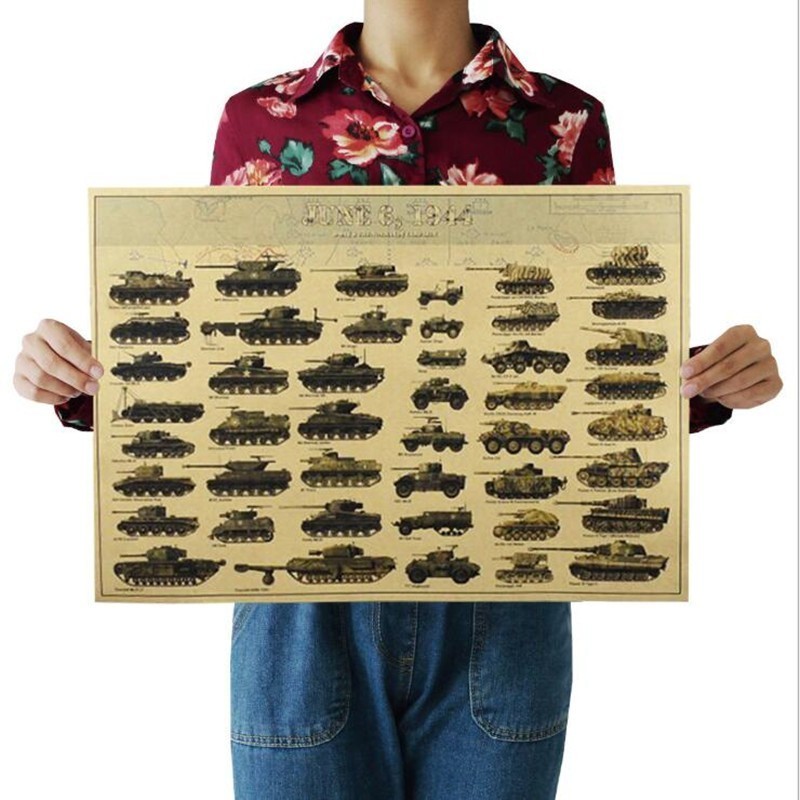 Art Craft Cafe - 51X35ซม.Vintage World War II ถังโปสเตอร์ Cafe