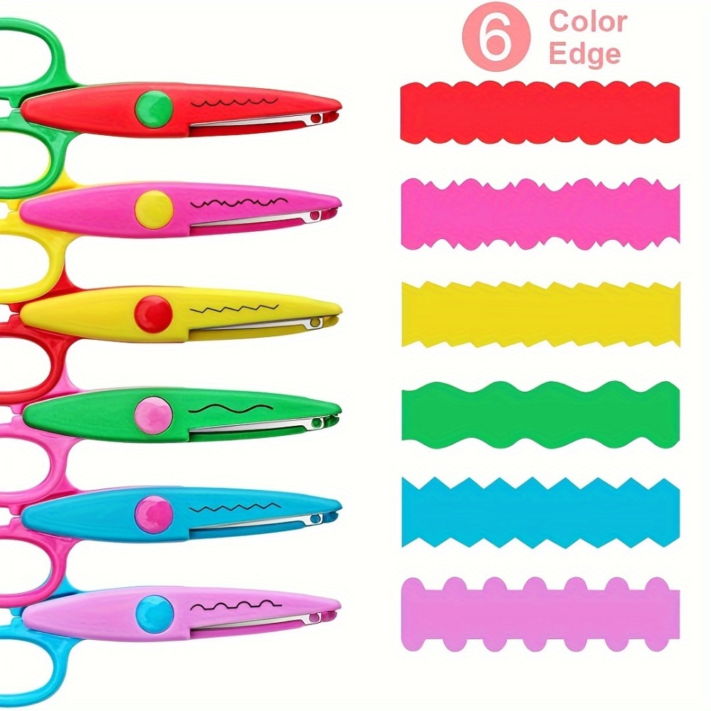 Art Craft 4 Years Old - กรรไกรตกแต่งแบบหยัก 6 ชิ้น/ชุด - กรรไกรงานฝีมือพลาสติก PP