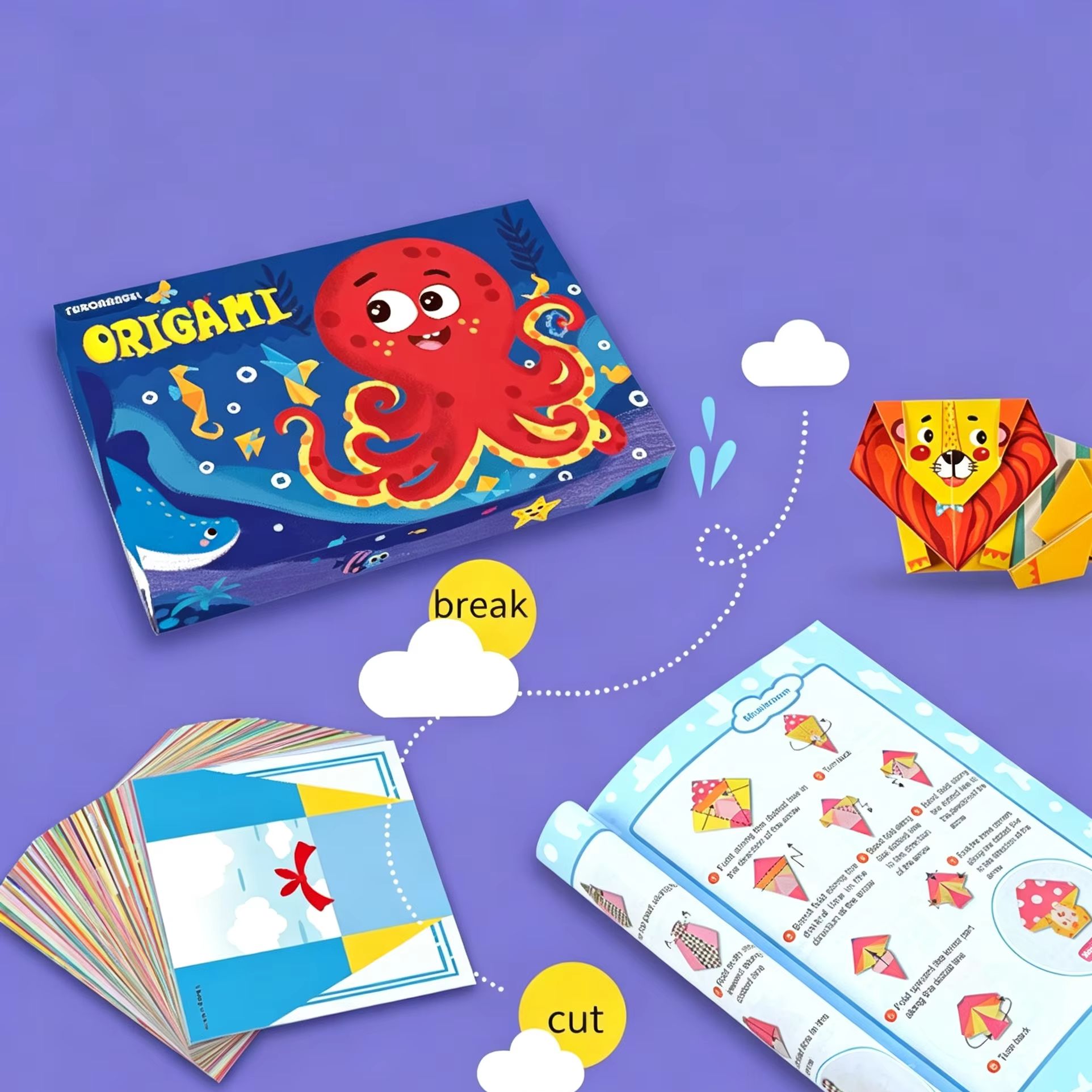 Art Craft 4 Years Old - กระดาษพับรูปสัตว์การ์ตูนมอนเตสซอรี่ 108 แผ่น, งานฝีมือ DIY สำหรับเด็ก,