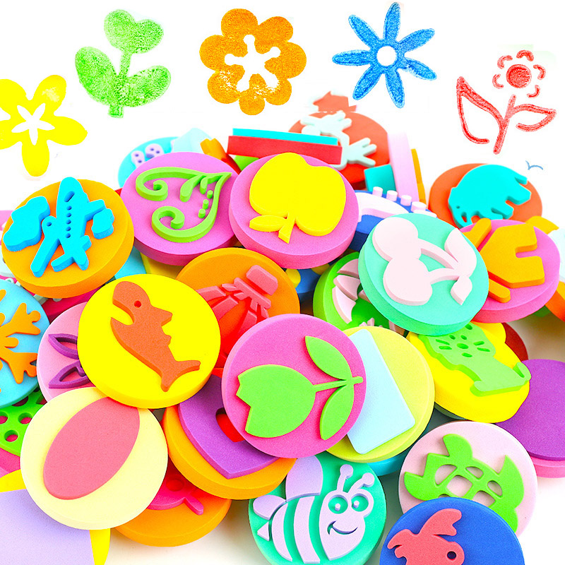Art Craft 4 Years Old - แสตมป์โฟม6ชิ้น/ถุงสำหรับภาพวาดสัตว์น่ารักยิ้ม Cat wajah ฟองน้ำซีลศิลปะงานฝีมือเครื่องมือวาดของเล่นเพื่อการศึกษาสำหรับเด็ก