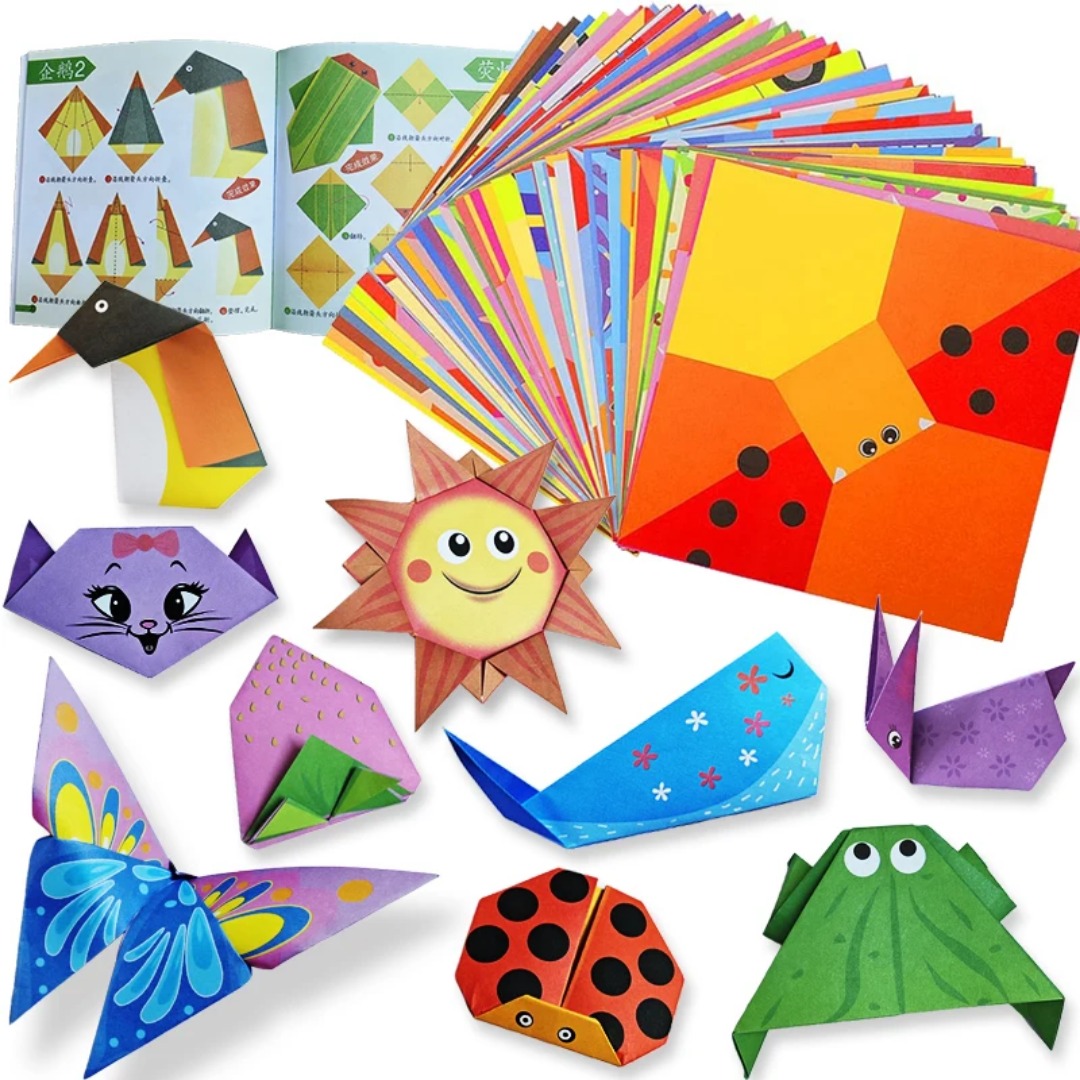 Art Craft 4 Years Old - ชุดอุปกรณ์พับกระดาษโอริกามิใหม่ 30 แผ่น พร้อมหนังสือสอนพับกระดาษ งานฝีมือ DIY