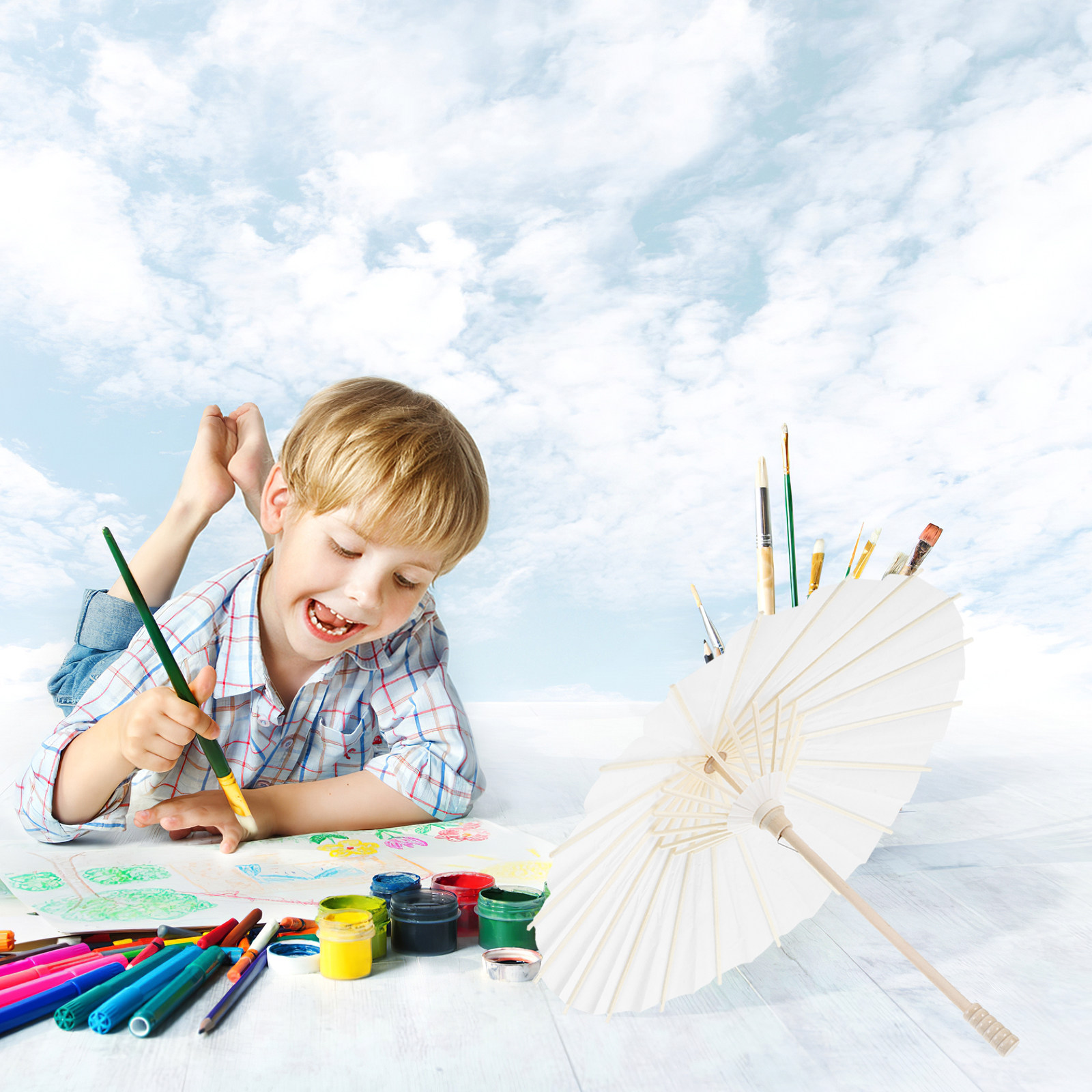 ร่มกระดาษเปล่าสำหรับงานศิลปะ D - Art Craft Umbrella บทวิจารณ์และราคา